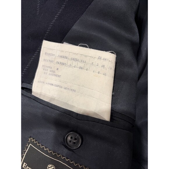 Ermenegildo Zegna Suit Jacket Mens 42S Navy Pinstripe Dbl Breast Cashmere Wool - Picture 7 of 14